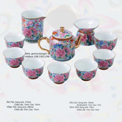 Bộ Ấm Chén Họa Tiêt Bách Hoa Cao Cấp